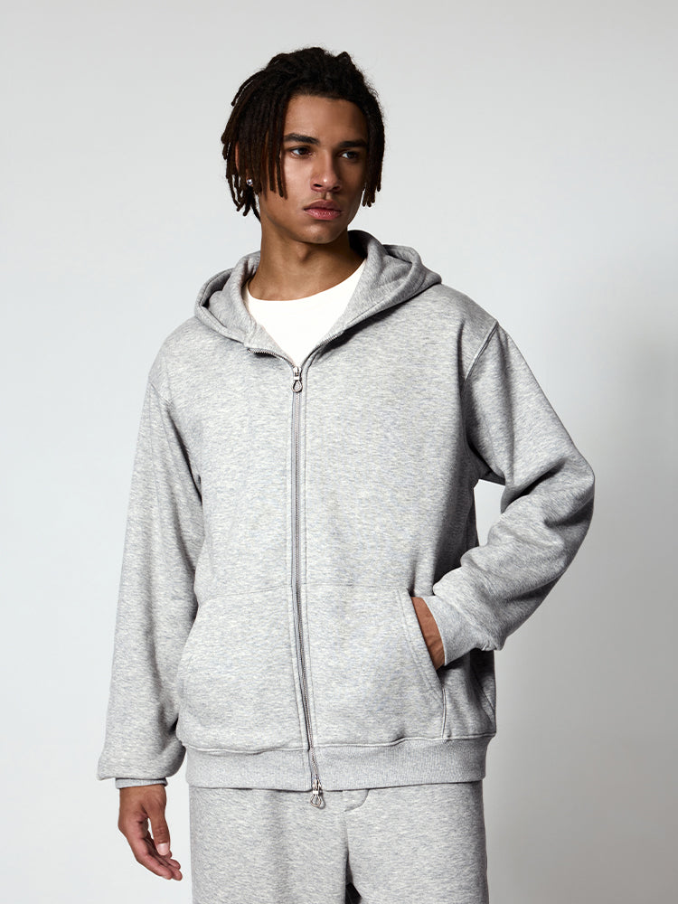 Grey Zip Up Fleece Hoodies | INFLATION
