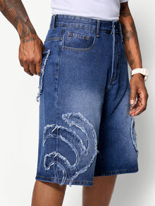 Distressed Fringe Jeans Shorts